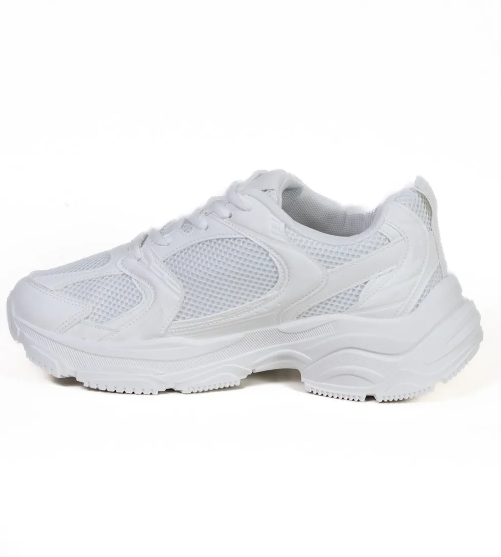 Adidasi albi din piele ecologica cu plasa [3]