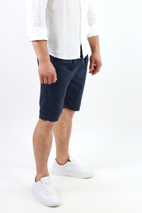 Pantaloni scurti din in bleumarin [3]