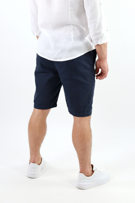 Pantaloni scurti din in bleumarin [5]