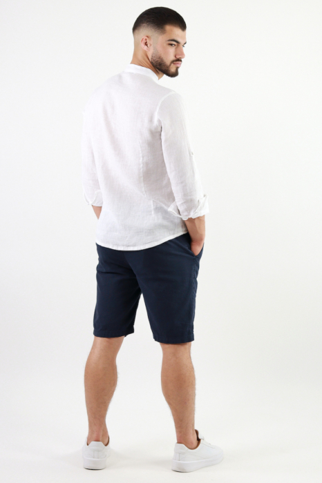 Pantaloni scurti din in bleumarin [7]