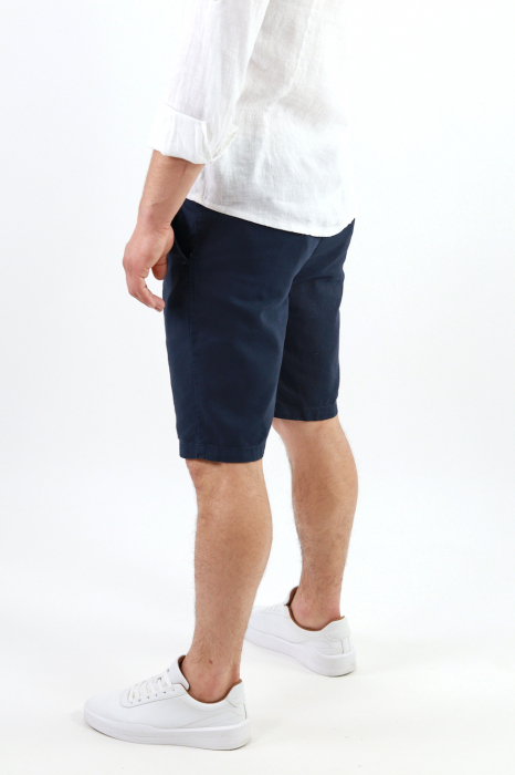 Pantaloni scurti din in bleumarin [8]