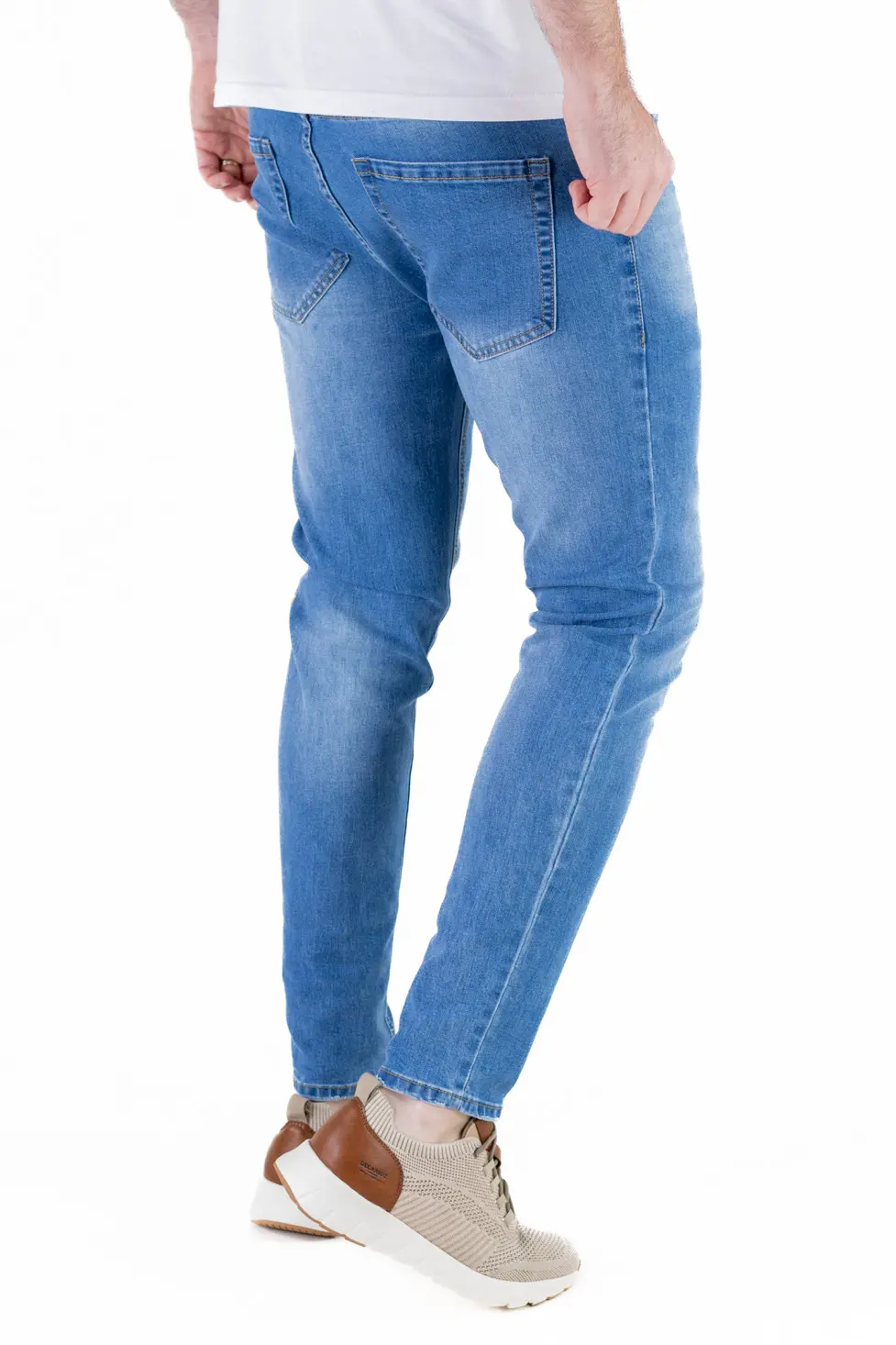 Blugi simpli barbati slim fit – albastru prespalat [5]
