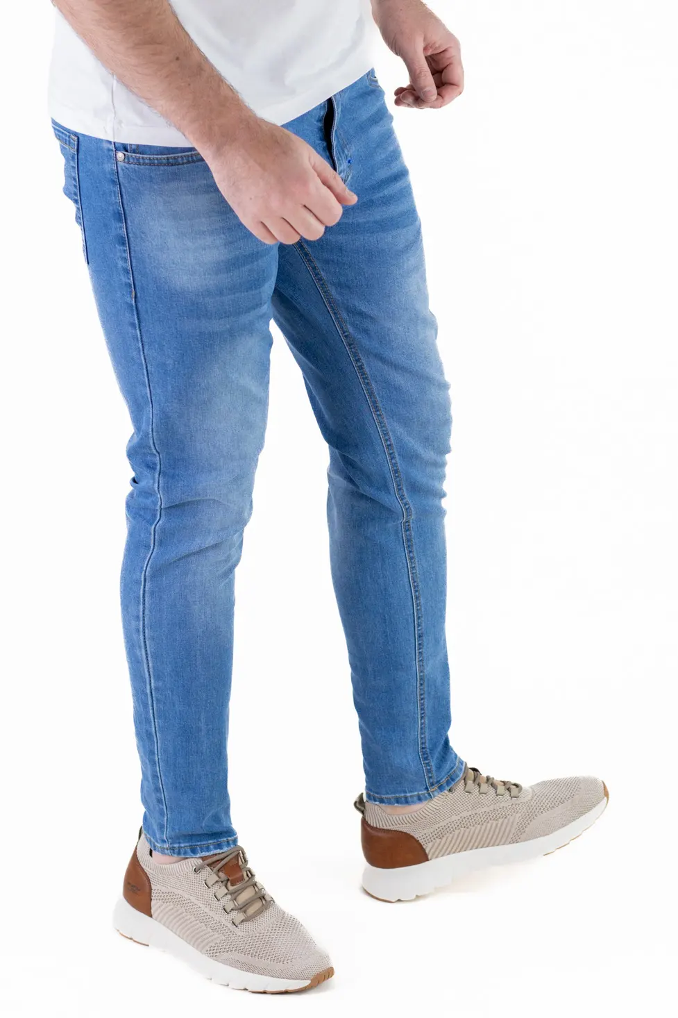 Blugi simpli barbati slim fit – albastru prespalat [4]