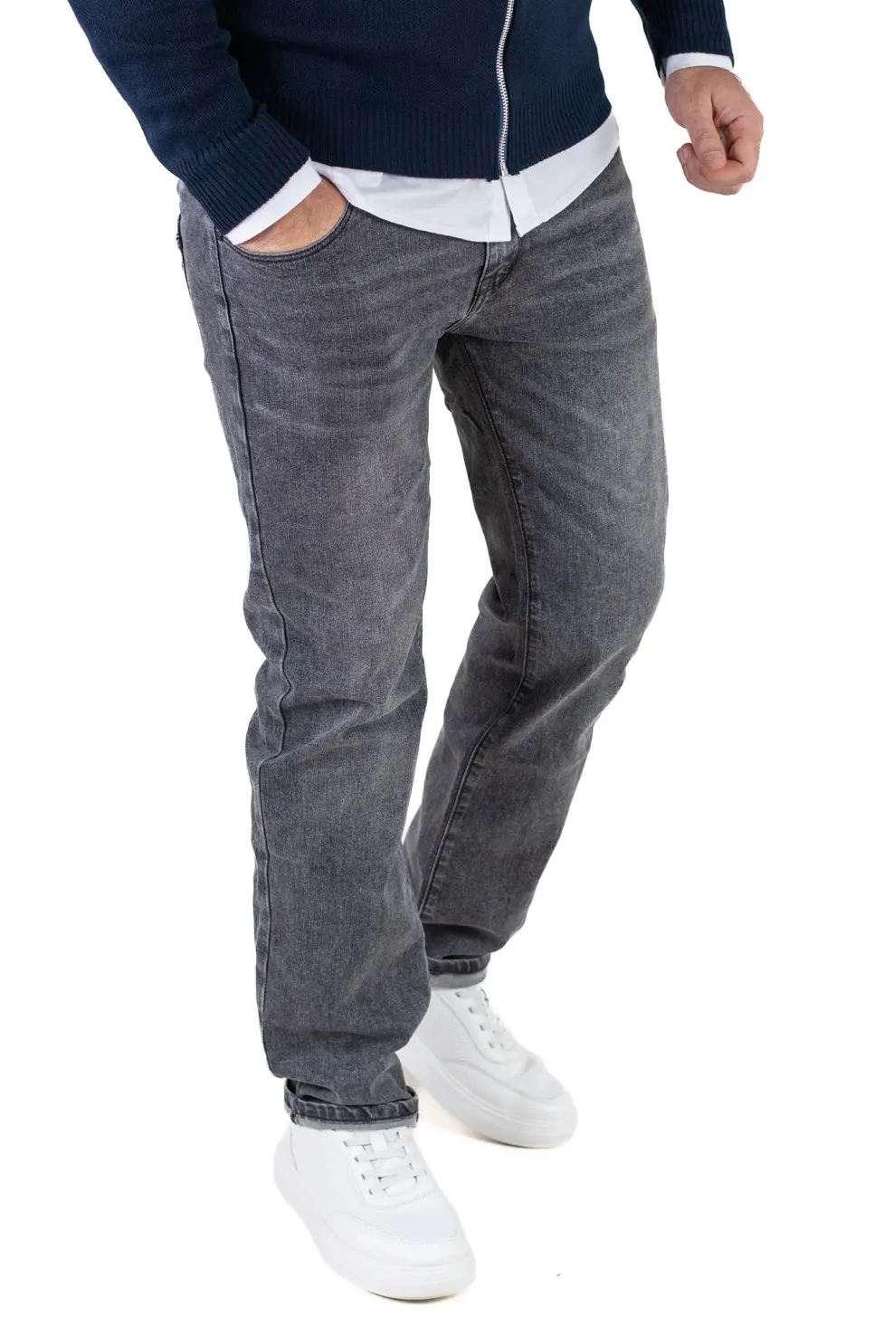 Blugi simpli barbati regular fit gri [2]