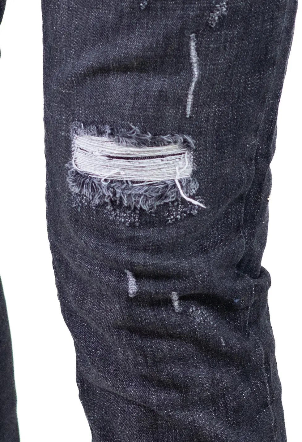 Blugi bărbați regular fit gri inchis cu rupturi albe [7]