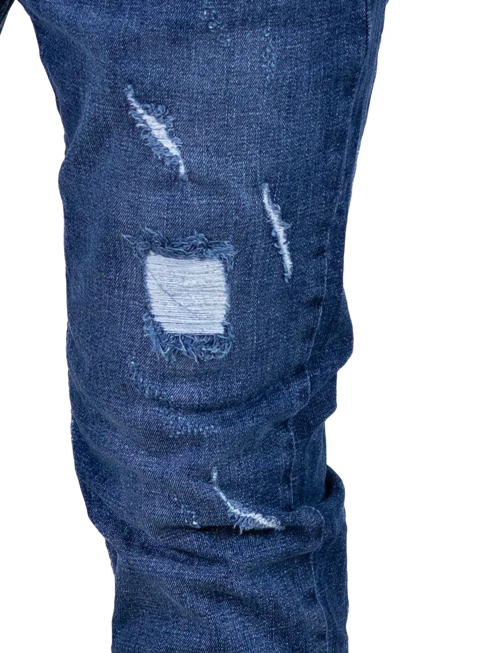 Blugi bărbați regular fit albastru cu rupturi acoperite [4]