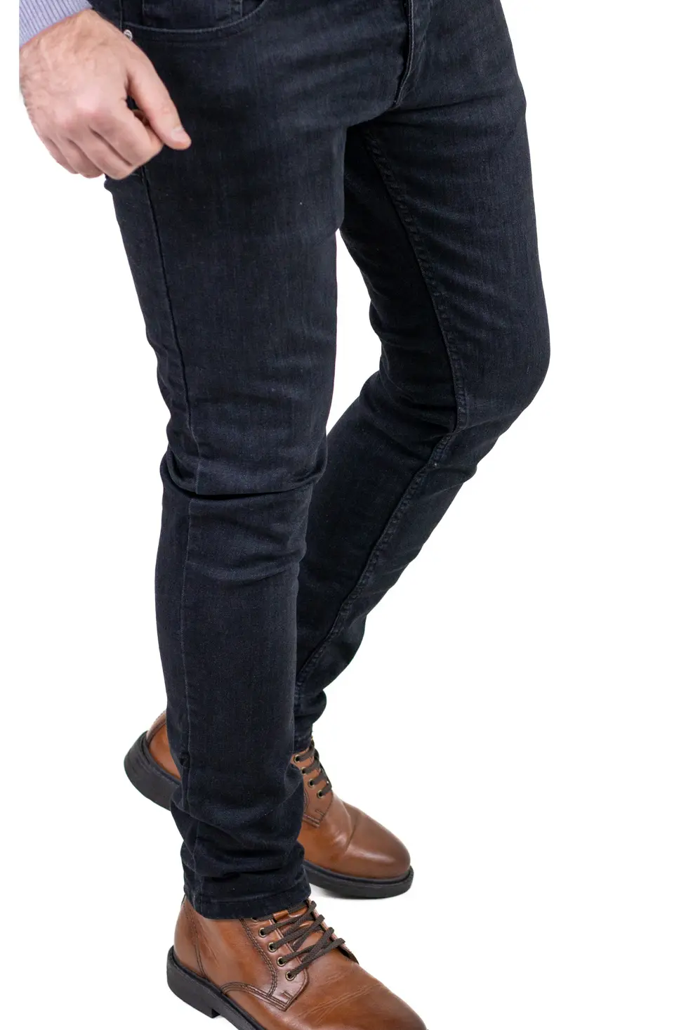 Blugi simpli negri bărbați regular fit, cu efect prespalat [6]