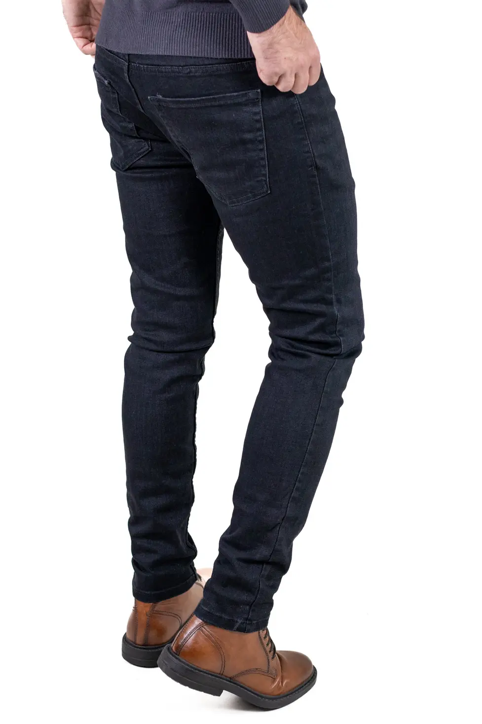 Blugi simpli negri bărbați regular fit, cu efect prespalat [5]