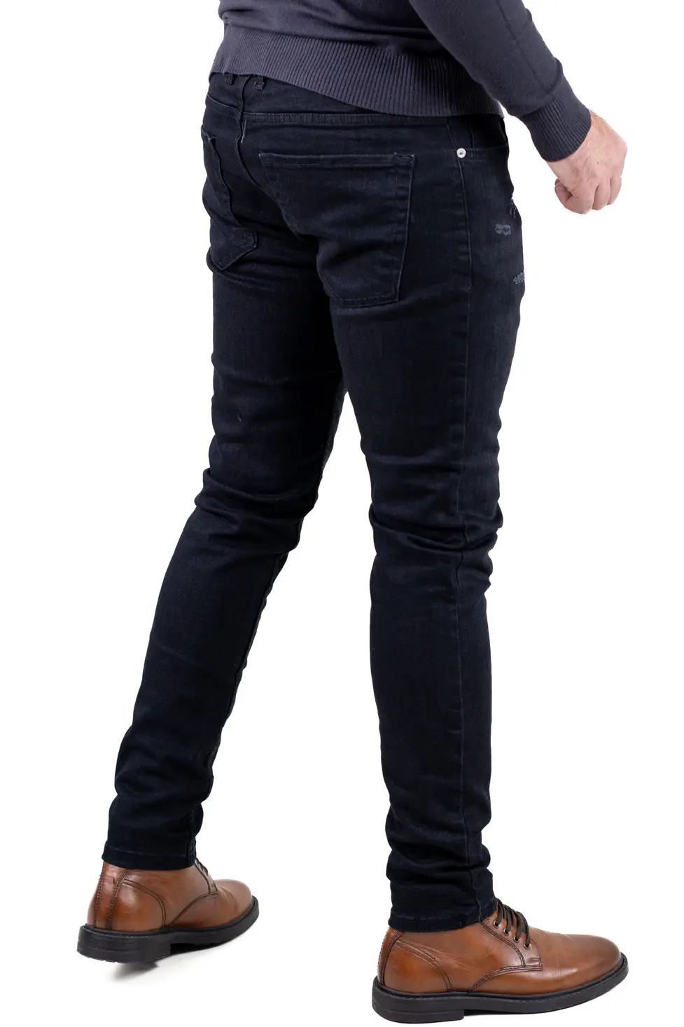 Blugi bărbați regular fit negri cu efect discret de zgârieturi [3]