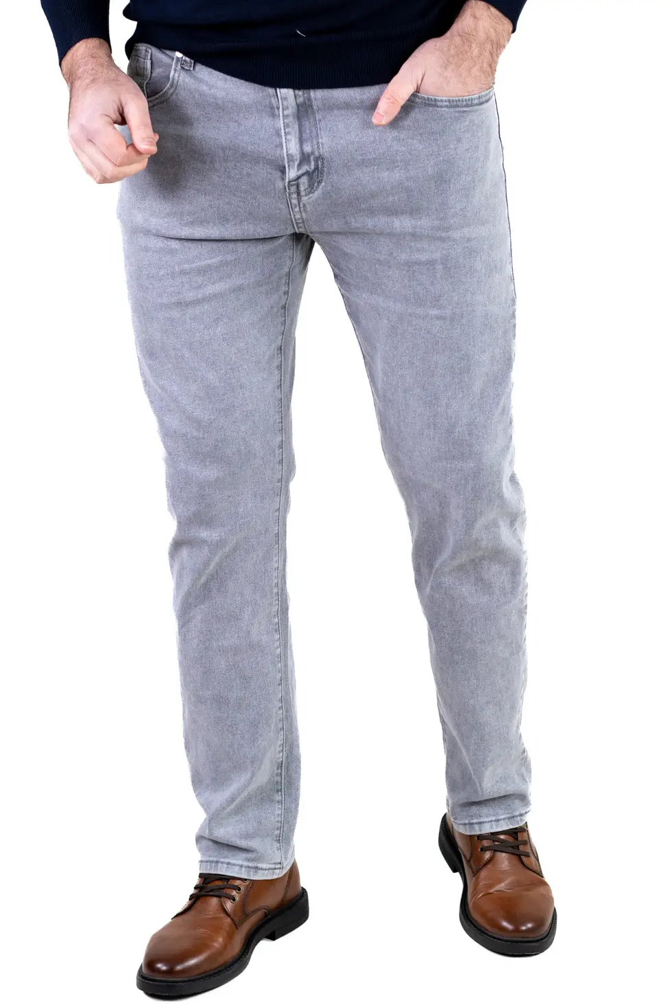 Blugi bărbați regular fit, model simplu, gri [3]