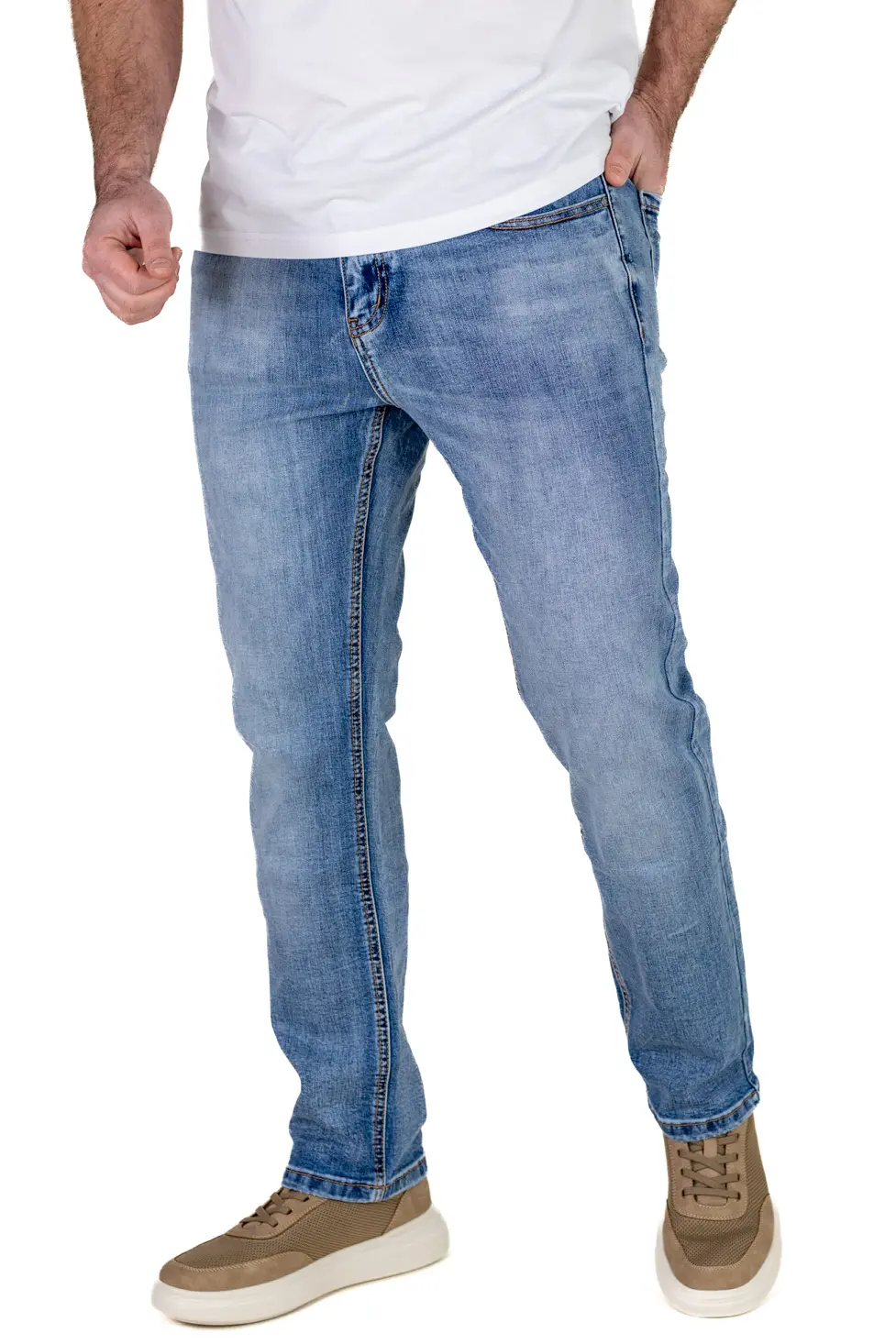 Blugi bărbați regular fit, model simplu, albastru deschis [5]