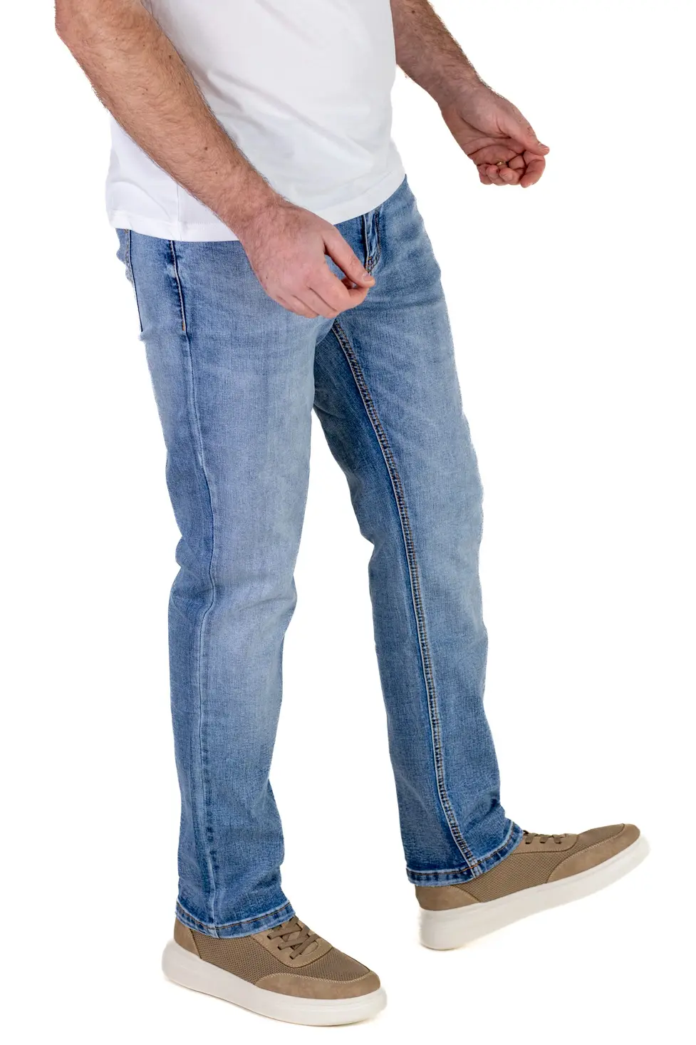 Blugi bărbați regular fit, model simplu, albastru deschis [6]