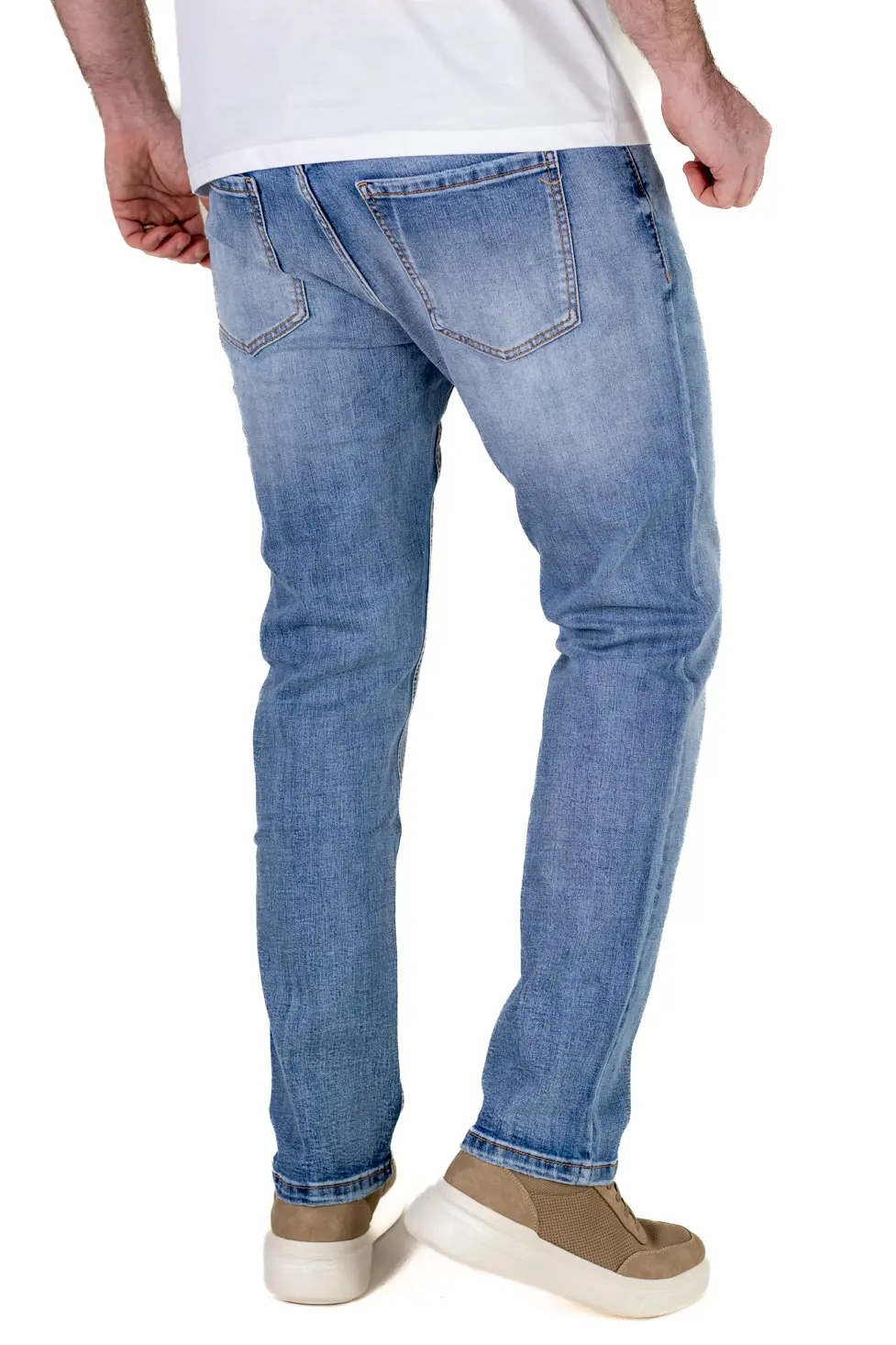 Blugi bărbați regular fit, model simplu, albastru deschis [7]