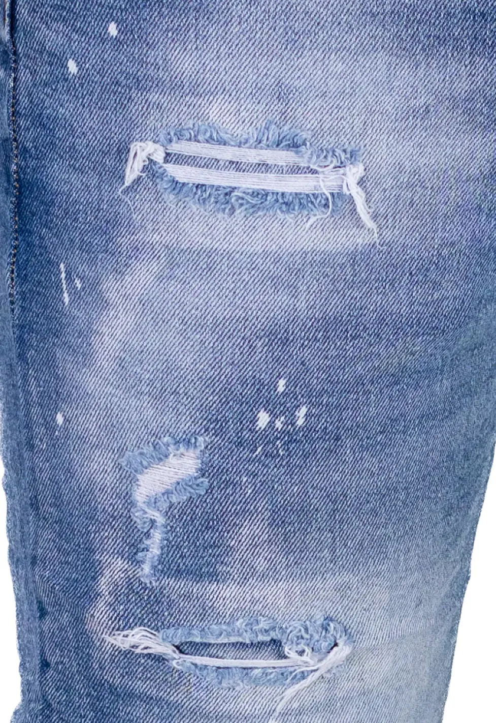 Blugi Bărbați Slim Fit Albastru Deschis (Ice Blue) cu Rupturi și Elastan [9]