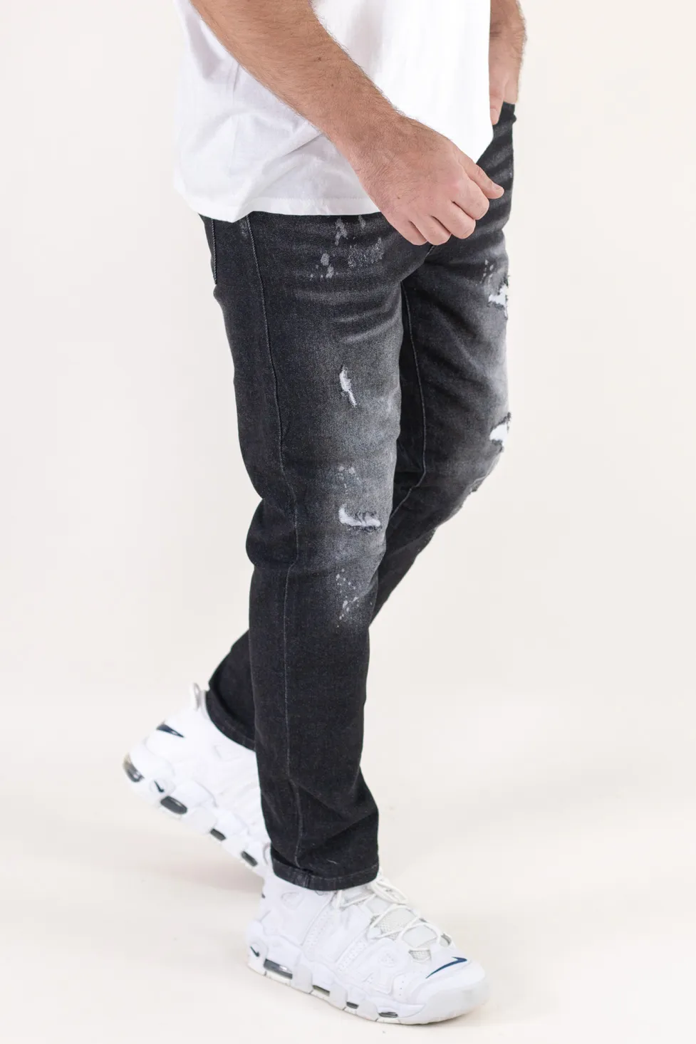 Blugi barbati slim fit – negri cu rupturi [2]