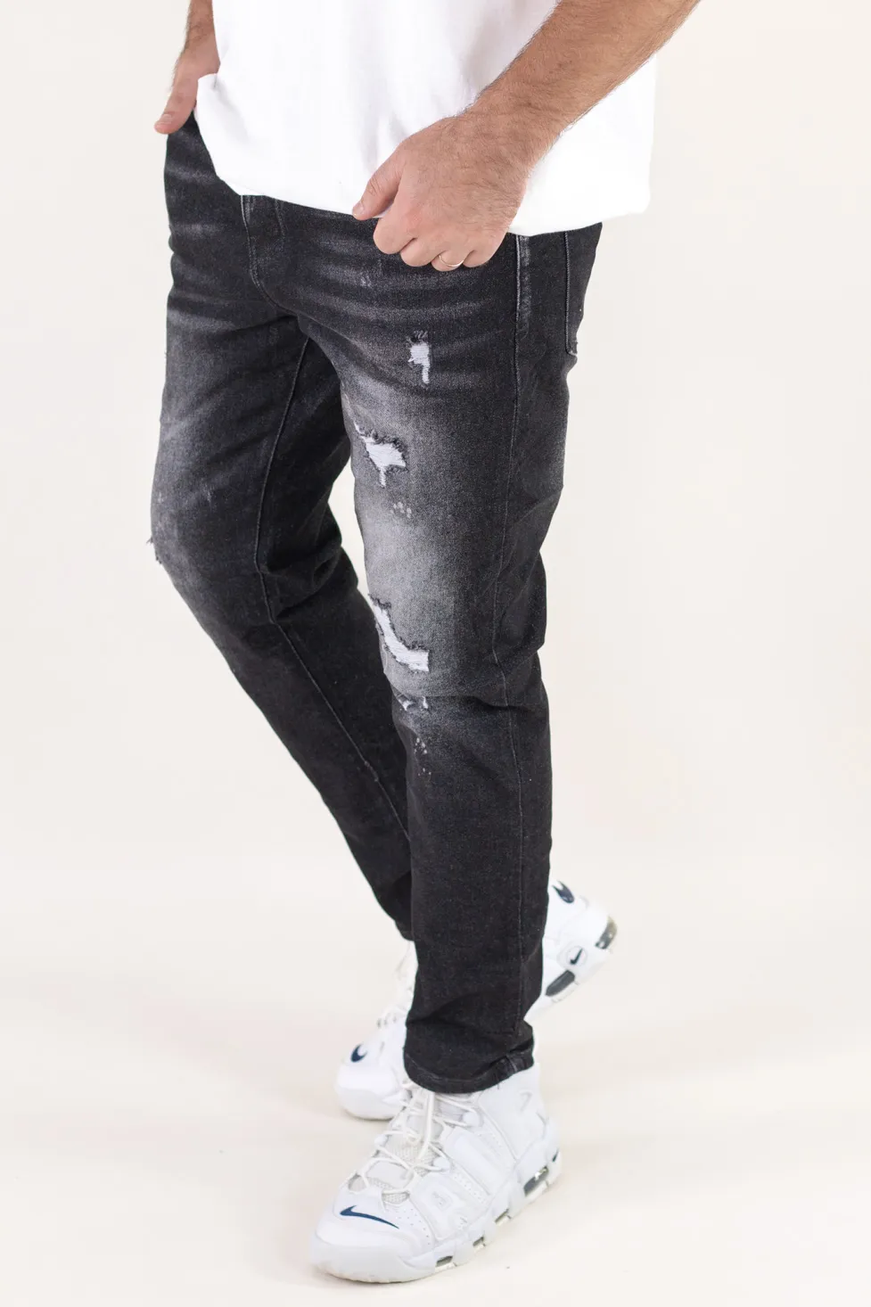 Blugi barbati slim fit – negri cu rupturi [3]
