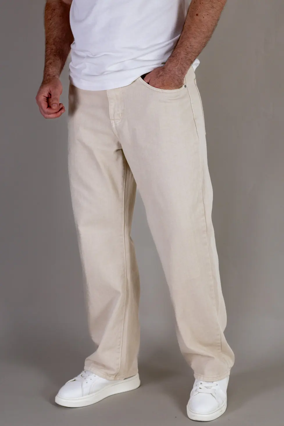 Blugi barbati straight-fit crem [2]
