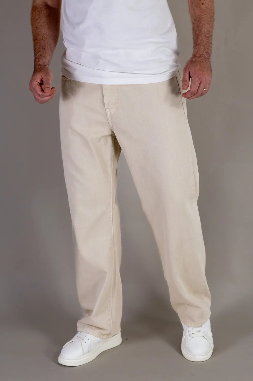 Blugi barbati straight-fit crem [7]