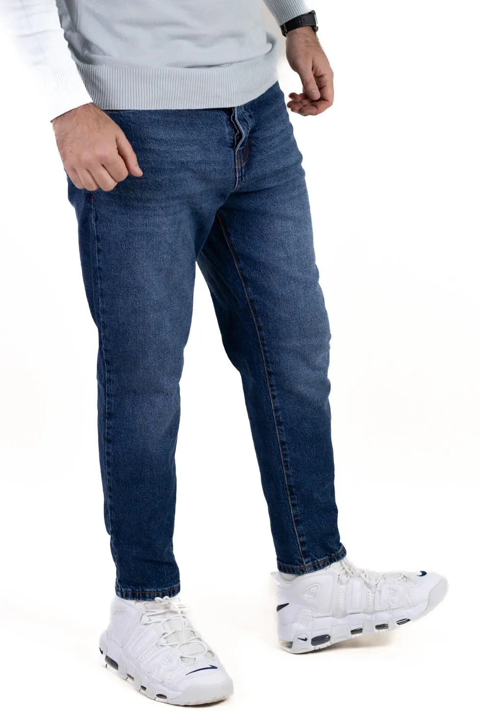 Blugi boyfriend bărbați din bumbac 100%, albastru închis [2]