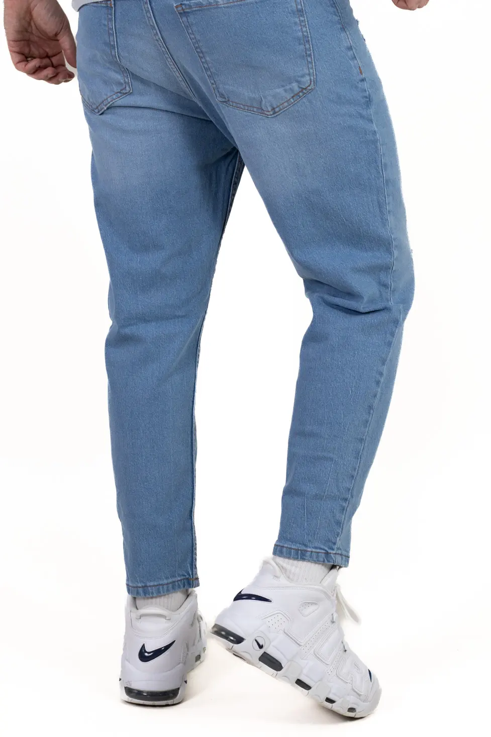 Blugi boyfriend bărbați din bumbac 100%, albastru deschis cu rupturi [2]