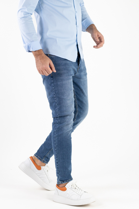 Blugi skinny fit pentru bărbați - Albastru Denim | Stil simplu și modern [5]