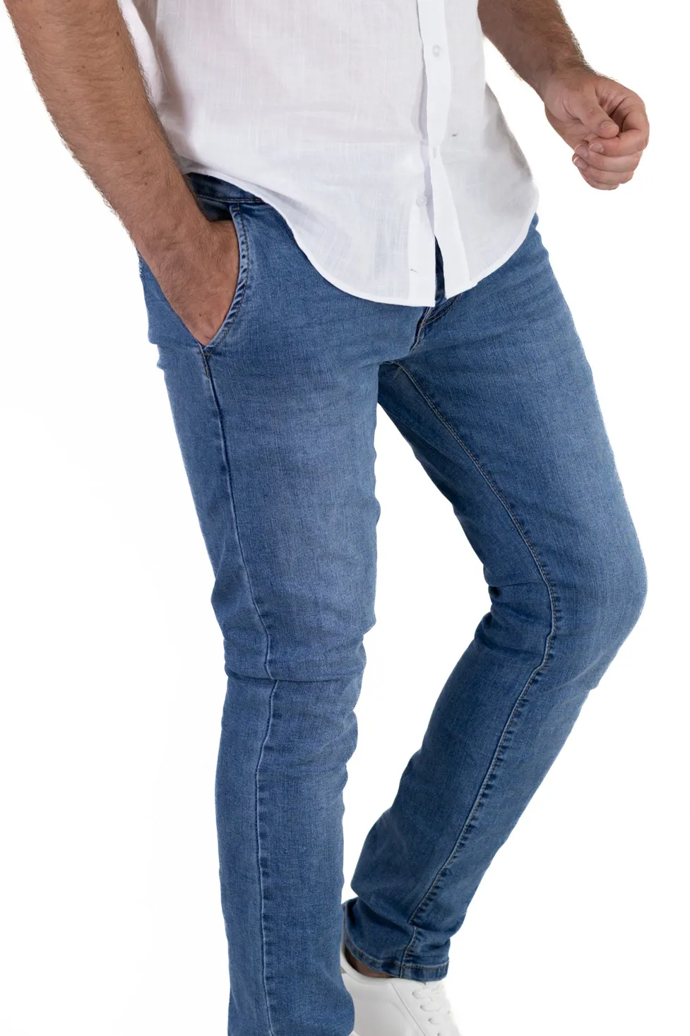 Blugi eleganți slim fit bărbați, albastru denim [3]