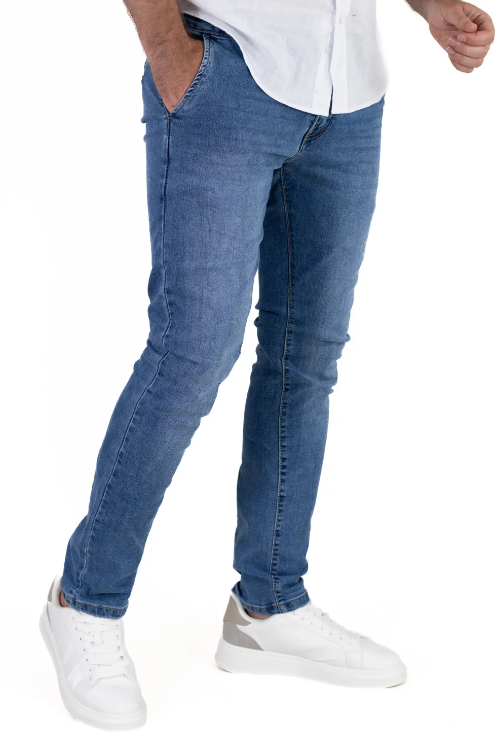 Blugi eleganți slim fit bărbați, albastru denim [2]