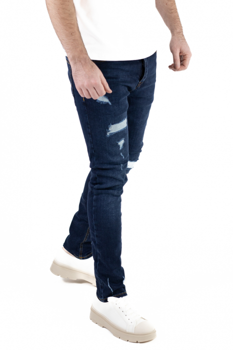 Blugi indigo cu rupturi albe relaxed fit marimi mari [3]