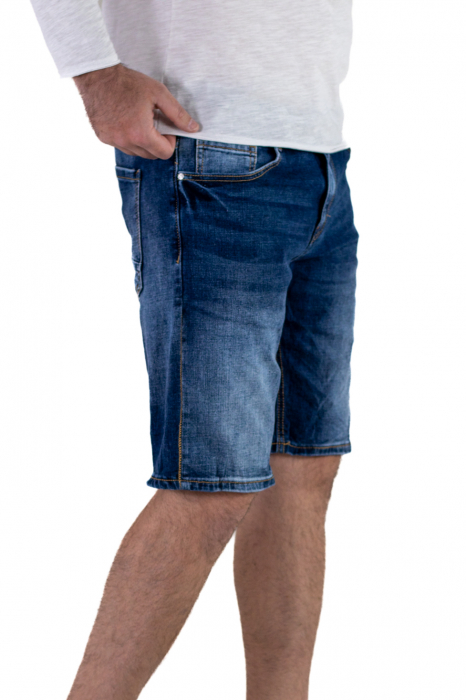 Blugi scurti simpli albastru denim [7]