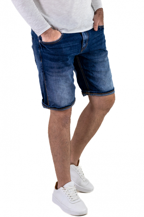 Blugi scurti simpli albastru denim [5]