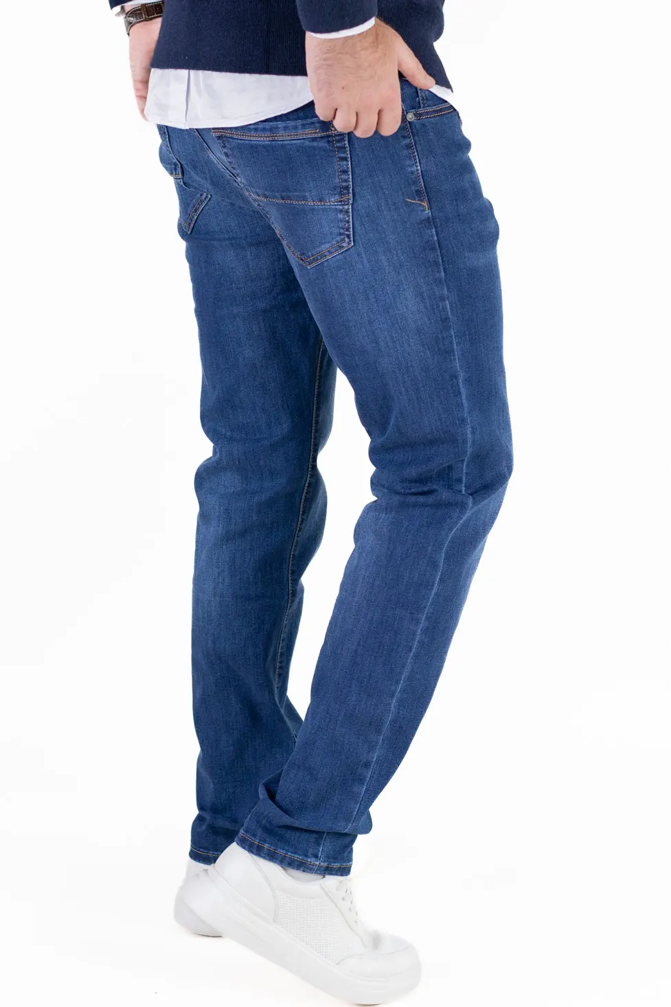 Blugi simpli barbati regular fit albastri [6]