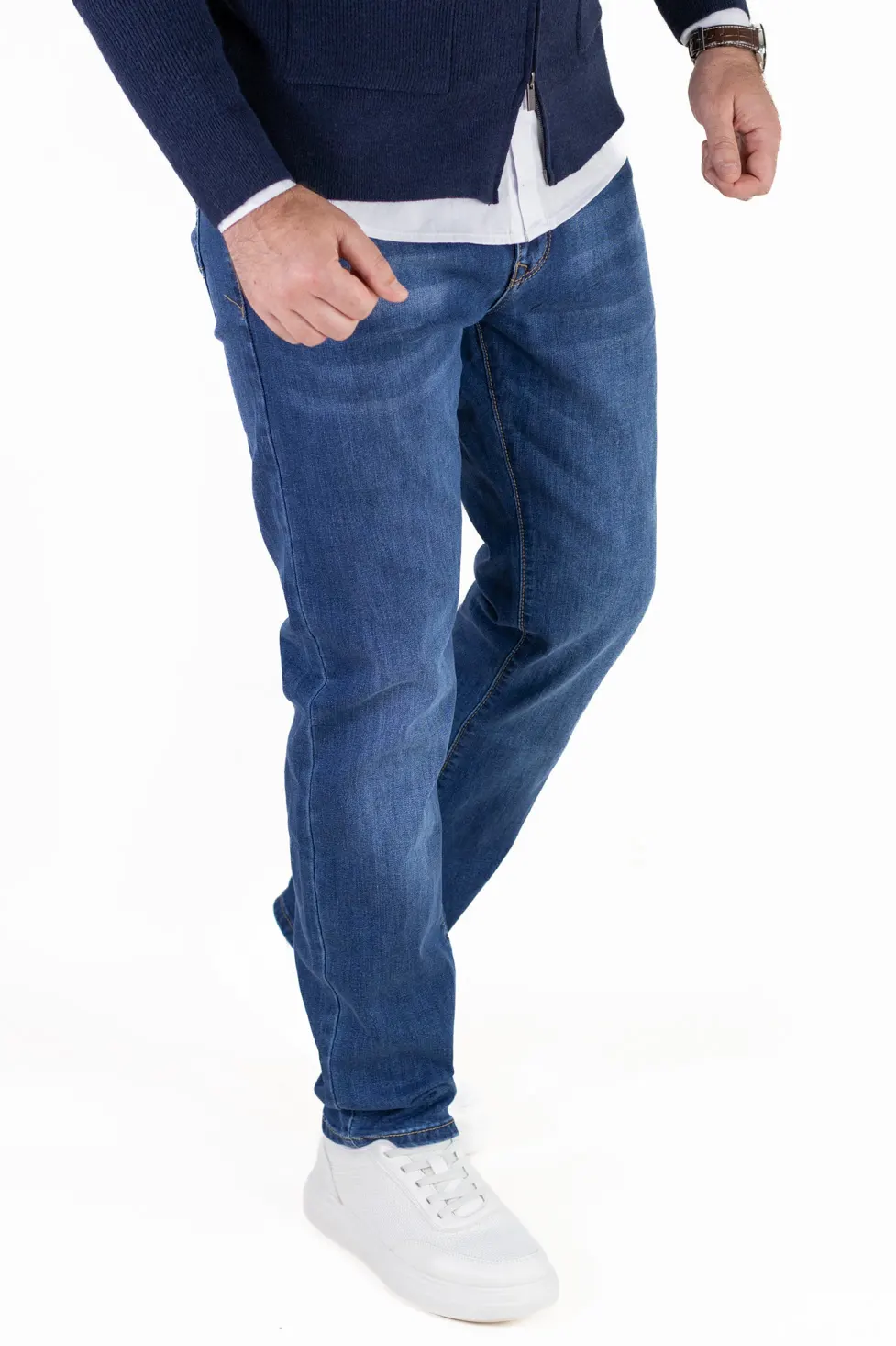Blugi simpli barbati regular fit albastri [7]
