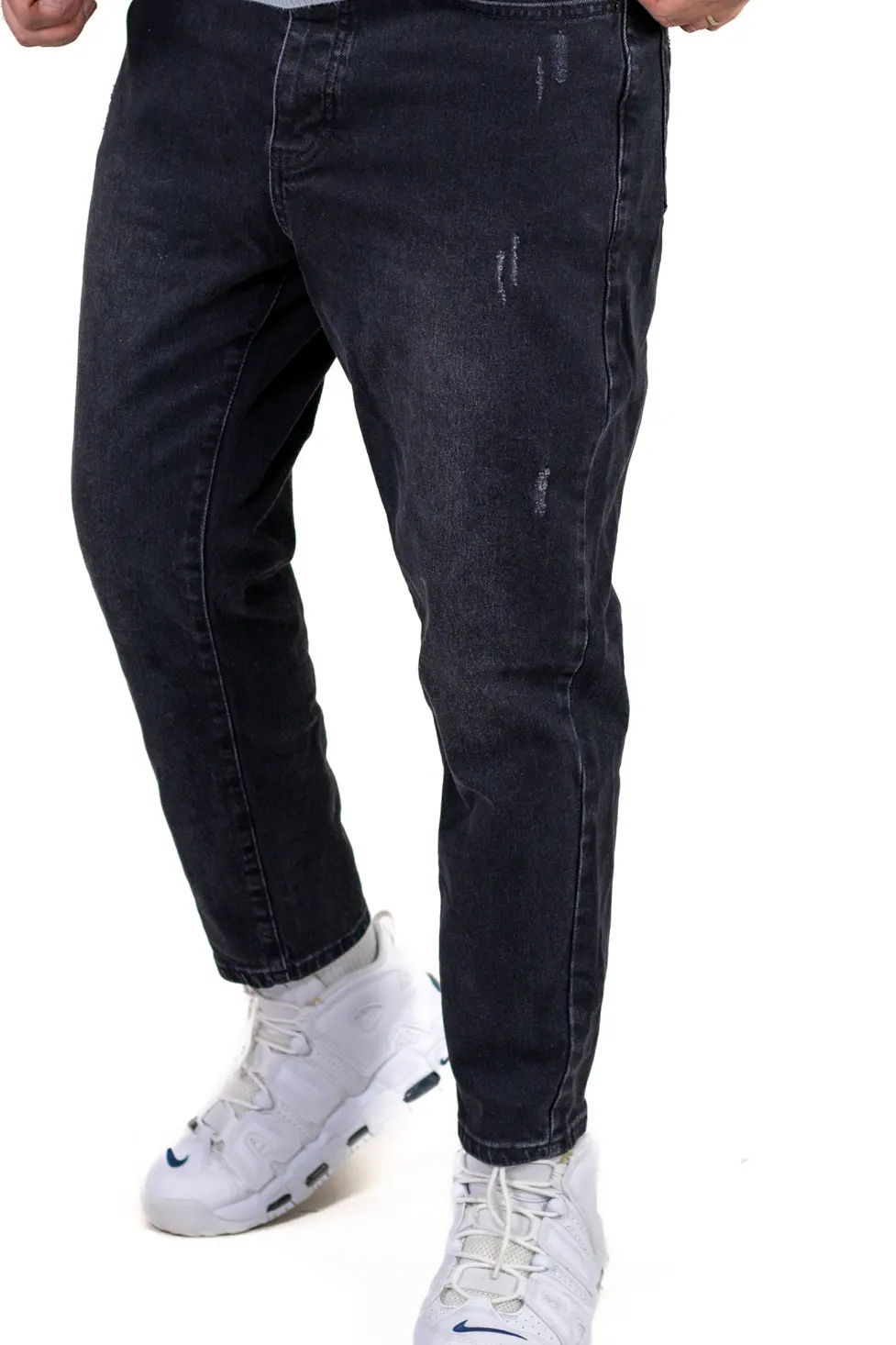 Blugi boyfriend bărbați din bumbac 100%, negri zgâriați [3]