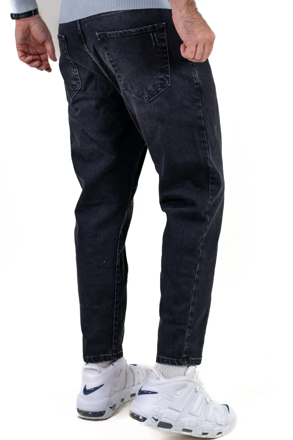Blugi boyfriend bărbați din bumbac 100%, negri zgâriați [6]