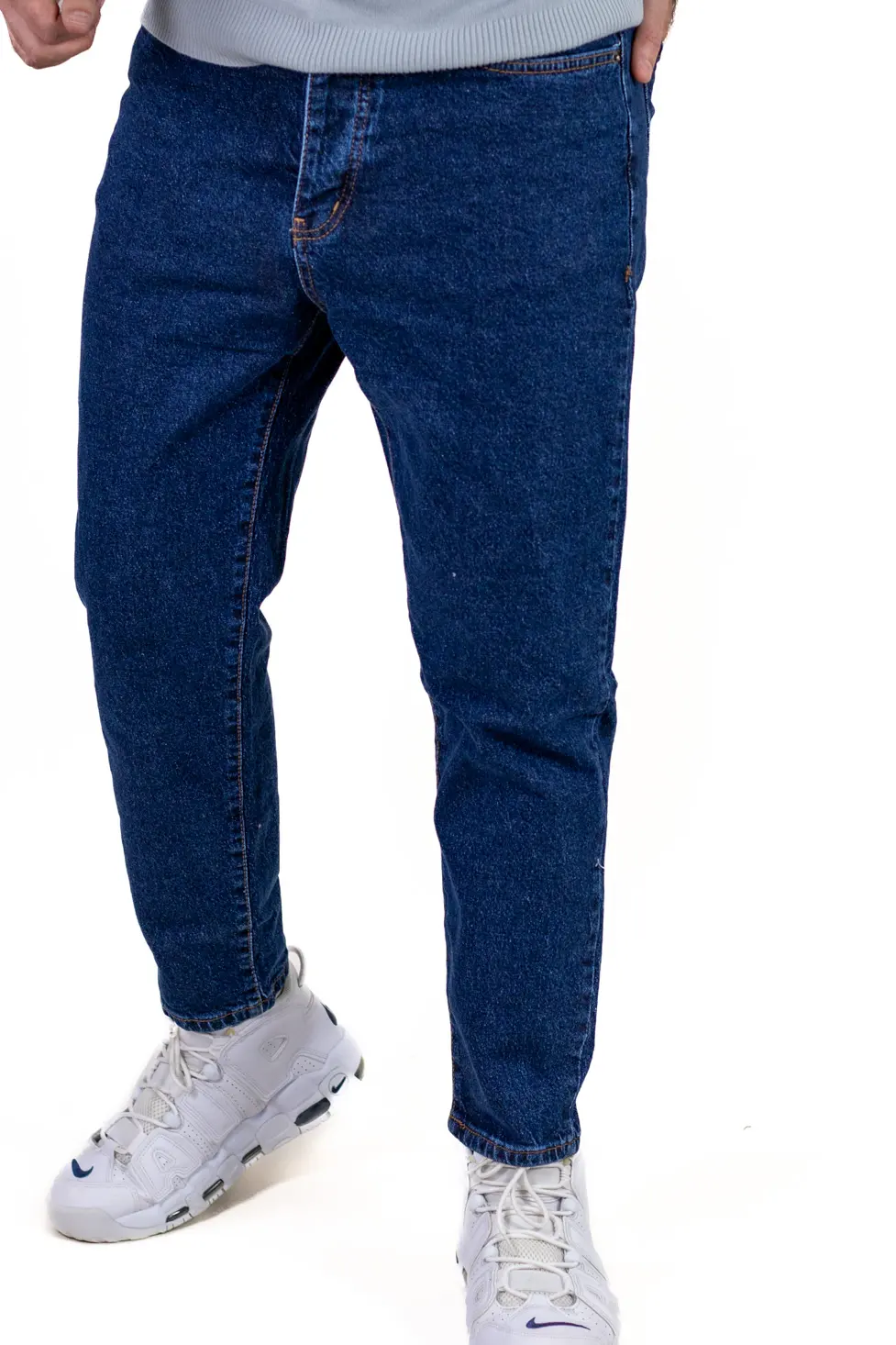 Blugi boyfriend bărbați din bumbac 100%, albastru indigo [6]