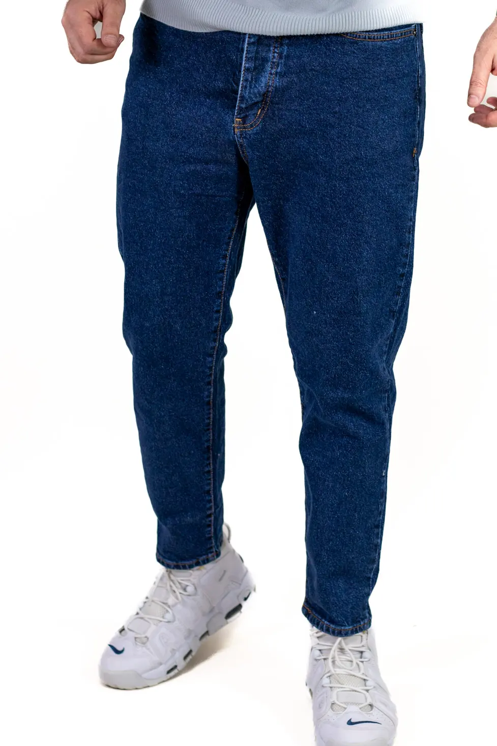 Blugi boyfriend bărbați din bumbac 100%, albastru indigo [2]