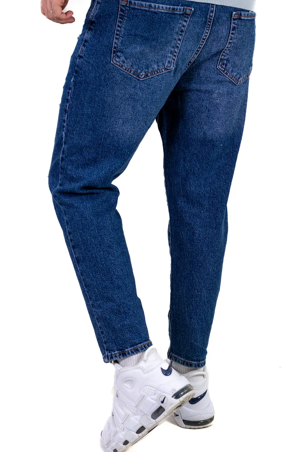 Blugi boyfriend bărbați din bumbac 100%, albaștri zgâriați [4]