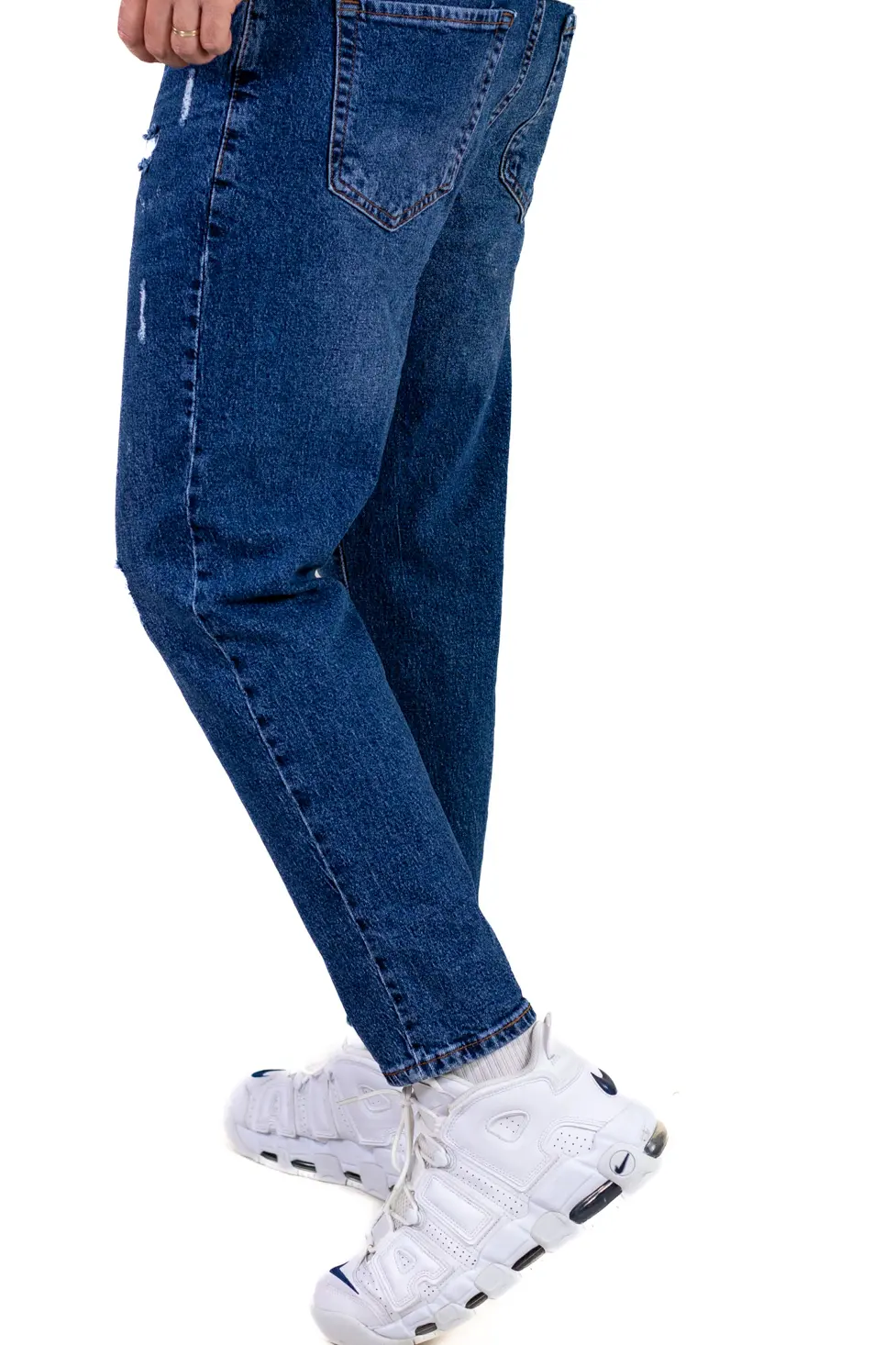 Blugi boyfriend bărbați din bumbac 100%, albaștri zgâriați [3]