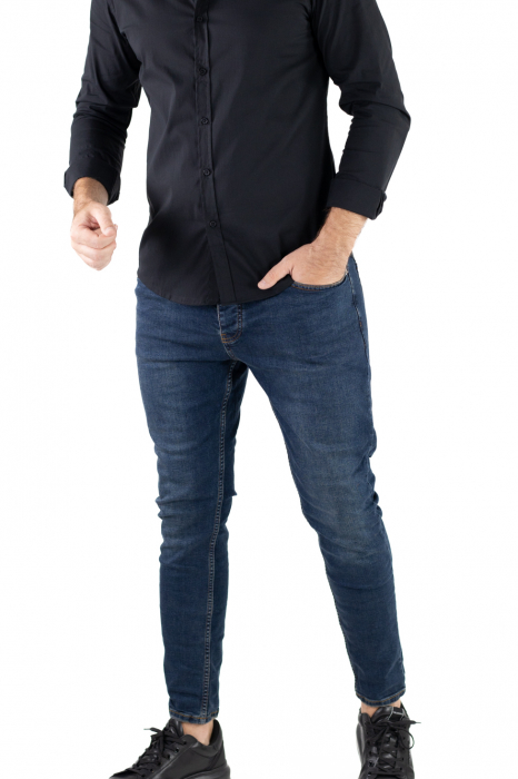 Blugi Skinny Fit Albastru Verziu [7]