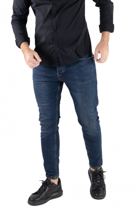 Blugi Skinny Fit Albastru Verziu [4]