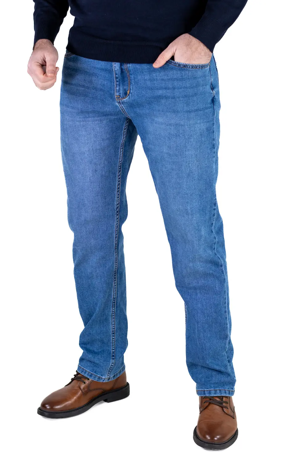 Blugi bărbați regular fit, model simplu, albaștri [2]