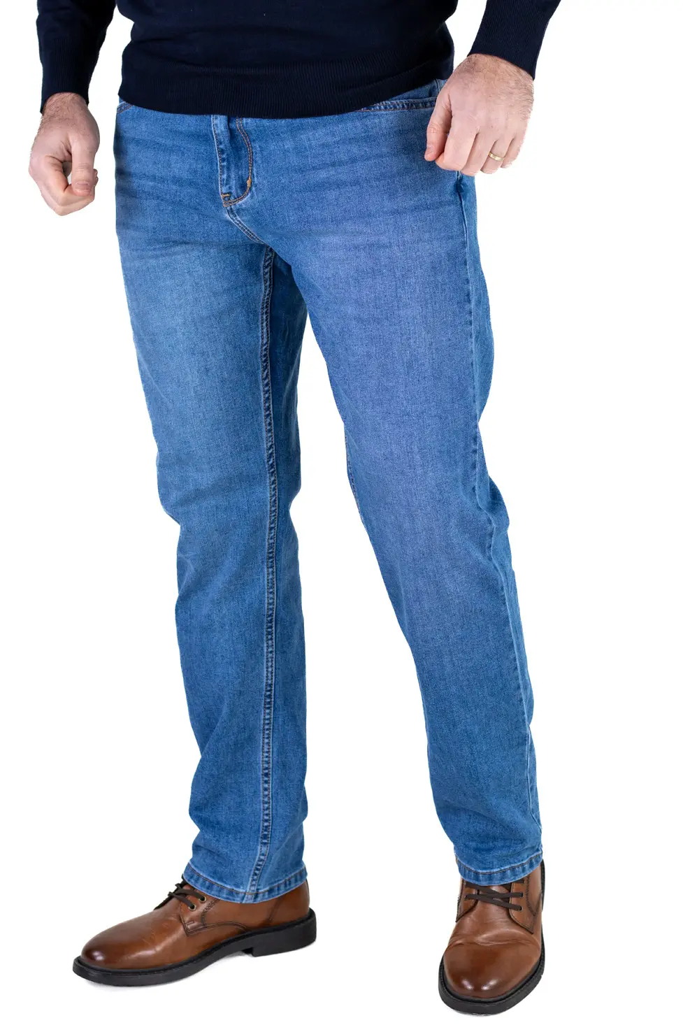 Blugi bărbați regular fit, model simplu, albaștri [8]