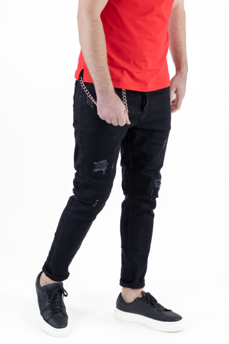 Blugi negri cu rupturi carrot fit [2]