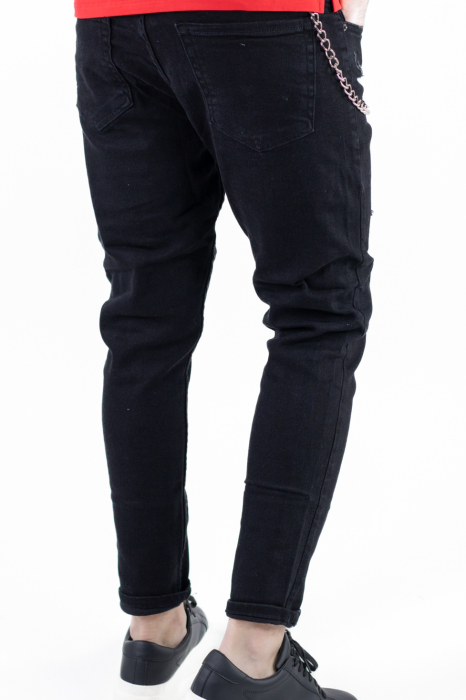 Blugi negri cu rupturi carrot fit [5]