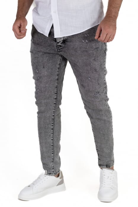 Blugi skinny fit gri cu mici zgarieturi [2]