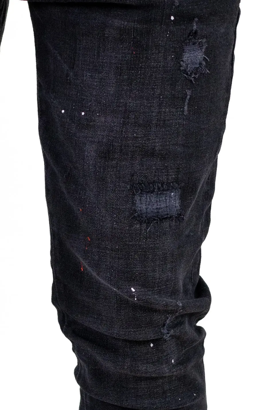 Blugi skinny fit negri cu pete de vopsea bărbați [4]