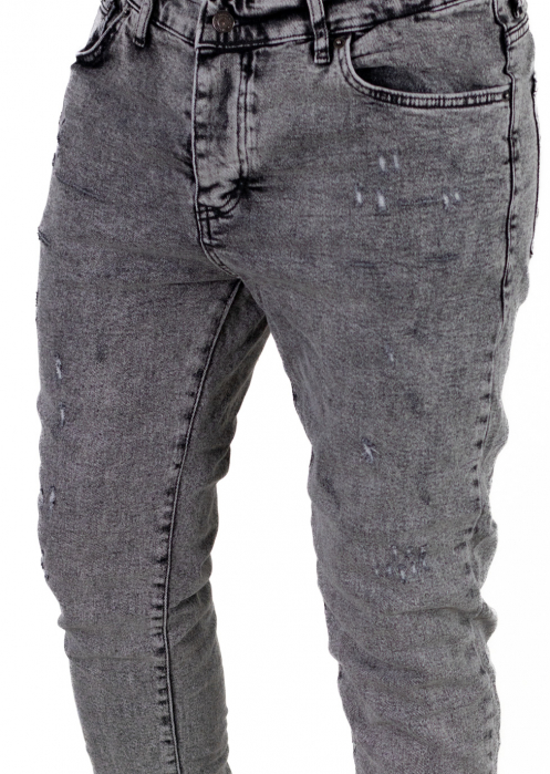 Blugi skinny fit gri cu mici zgarieturi [5]