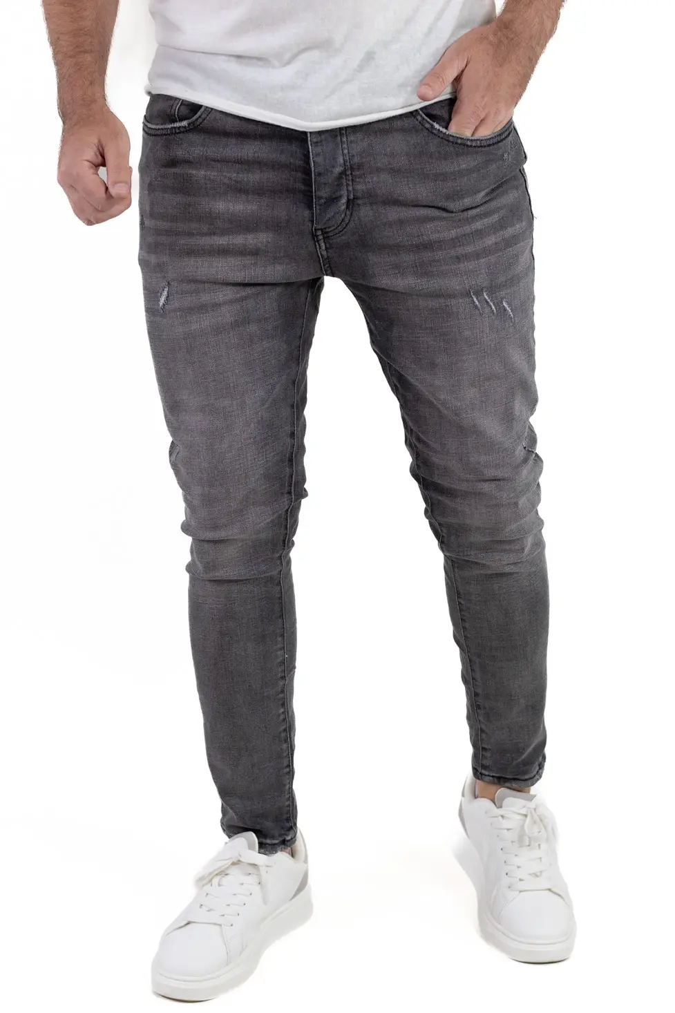 Blugi skinny fit gri bărbaț [7]