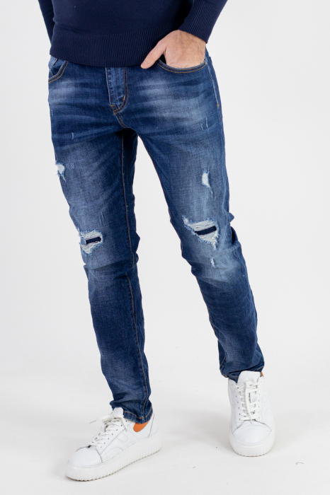 Blugi slim fit cu rupturi [9]