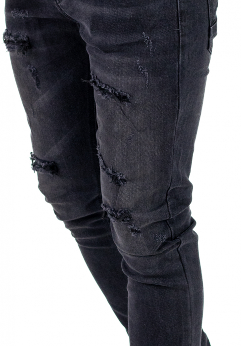 Blugi skinny fit  negri cu rupturi [8]